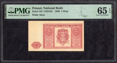 Poland 1 Zloty 1946, P123, PMG 65, Gem Unc, EPQ - Image 1 of 2
