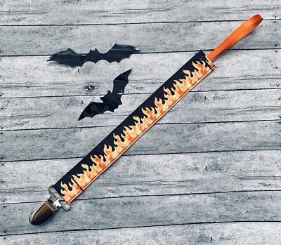 Biker Flames Baby Pacifier Clip - Image 1 of 3