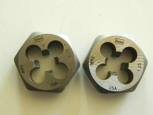 Lote de 2 troqueles hexagonales Irwin HANSON 9 mm-1,25 de 1" tamaño hexagonal exterior hechos en EE. UU. - Imagen 1 de 1