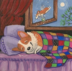 2x2 PUPPENHAUS MINIATURDRUCK DES GEMÄLDES RYTA MASSSTAB 1:12 PEMBROKE WALSH CORGI - Bild 1 von 1