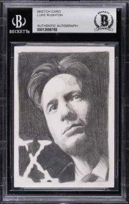 THE X FILES FOX MULDER DAVID DUCHOVNY ORIGINAL ART SKETCH CARD 1/1 BAS - Image 1 of 2