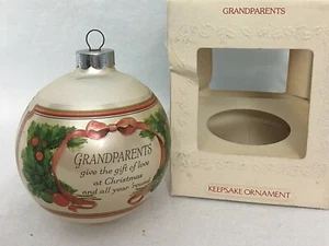 Vintage Hallmark Keepsake Christmas Ornament 1981 GRANDPARENTS Glass Origin Box - Picture 1 of 12