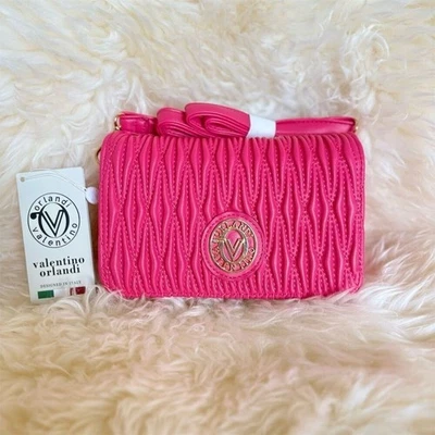 Bolso Bandolera Valentino Orlandi Rosa Acolchado Correa Ajustable Para Mujer Foto 1 de 4