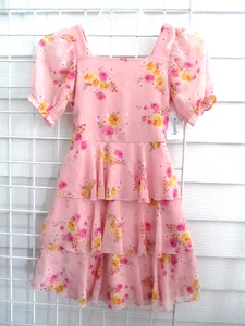 NWT Speechless Pink Floral Girls Boho Fancy Flower Girl Wedding Dress Sz 14 - Picture 1 of 6