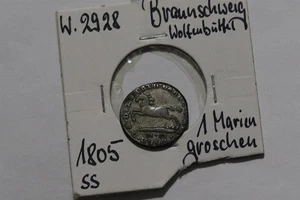 🧭 🇩🇪 GERMANY BRAUNS-WOLF. 1 MARIENGROSCHEN 1805 SILVER B86 YK21 - Picture 1 of 3