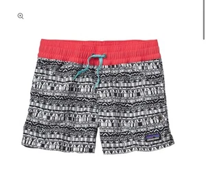 Patagonia Girls' Costa Rica Baggies Shorts Size XXL Black/White Aztec Pink EUC - Picture 1 of 7