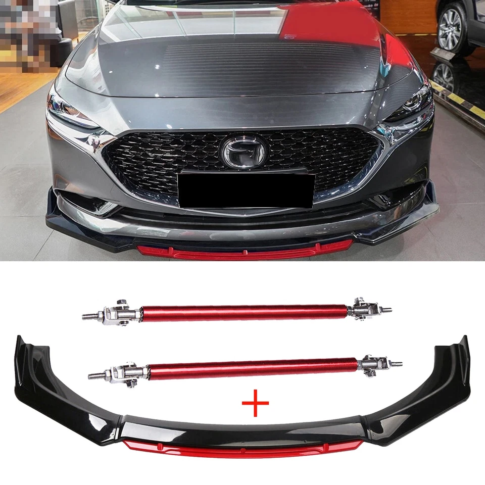 For Mazda MX-5 Miata Front Bumper Lip Red Layer Splitter Spoiler Body Kit Black - Image 1 of 4