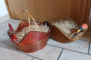 2x alter Flechtkorb Körbchen Pflanzkorb Osternest Huhn Ente - Bild 1 von 3