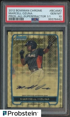 Bowman Chrome Prospects Superfractor Marcell Ozuna 2012 automático PSA 10 Miss serie Foto 1 de 2