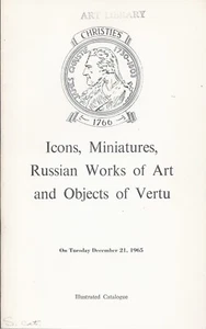 F CHRISTIE’S London RUSSIAN ICONS MINIATURES Vertu Enamel Porcelain Catalog 1965 - Bild 1 von 1