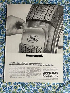 Vintage 1970 Atlas Tires Print Ad Plycron 2 Plus 2 Tormented - Bild 1 von 7
