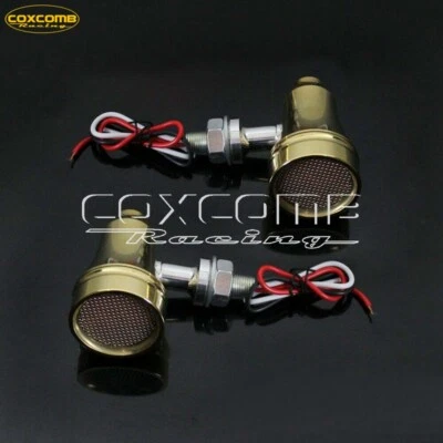2x Brass Motorcycle Turn Signal Lights Amber LED Lamp for Harley Bobber Chopper - Image 1 of 4