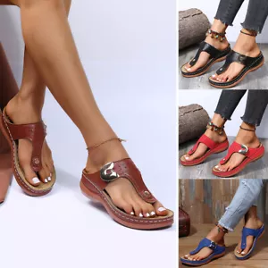 Damen Orthopädische Sandalen Pantoletten Sommer Flip Flops Hausschuhe Flach Neu - Bild 1 von 12