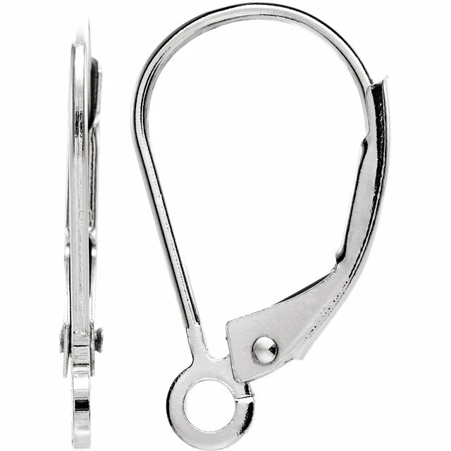 Pendiente de bebé liso de oro blanco macizo de 14 quilates con palanca trasera con anillo Foto 1 de 1