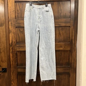 Emory Park Pants Women Size Small Blue Jean Wide Leg Raw Hem 26 Inch Waist - Picture 1 of 13