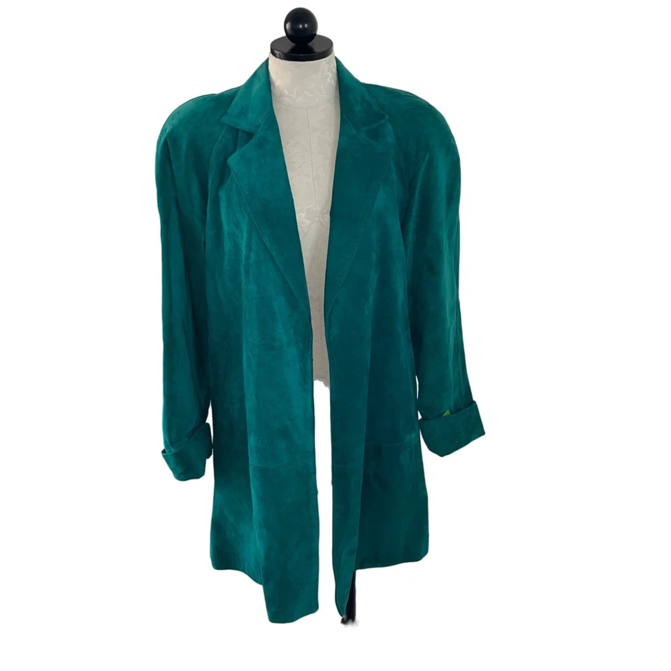 Maxima For Neiman Marcus Jacket Vintage Womens Size XS Green Suede Oversized Mod - Image 1 of 4