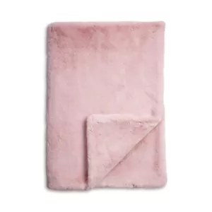 Aqua Home Double Sided Rex Rabbit Faux Fur Throw 50" x 70" Pink - Picture 1 of 2