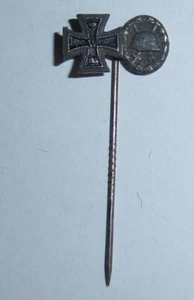 GERMAN - 2 Pl. Mini Medal Pin Badge. Iron Cross, & Silver Wound Badge. - Foto 1 di 3