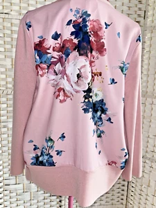 Ted Baker Elowsi Lt-Pink Raspberry Ripple Woven Back Cardigan Size 12 Ted 3 BNWT - Picture 1 of 11