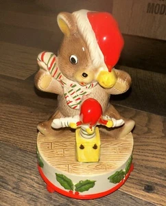 Vintage 1979 Berman & Anderson Christmas Bear & Jack in Box Wind Up Music Box 7" - Picture 1 of 4