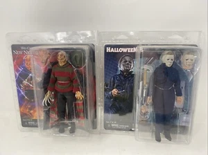 Lot Of 2 Neca Cloth Retro Style 8" Action Figures Michael Myers & Freddy Krueger - Picture 1 of 8