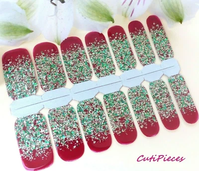 Calcomanía de brillo brillante rojo plateado dorado autoadhesiva arte en uñas W4 Foto 1 de 2