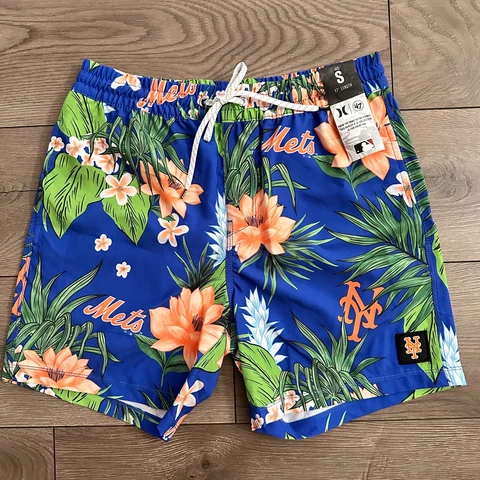 New York Mets Hurley ‘47 Cannonball Paradise Volley Beach Shorts  17” Size Small Cover