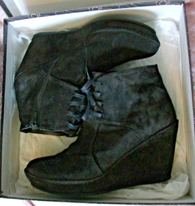 ❤Homers❤ Wedges Stiefelette Reißverschluss 40- 40,5 feines Veloursleder schwarz - Bild 1 von 5