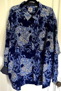 Kilburne Finch Mens Shirt Sz 5XL Blue Art To Wear Quiet Luxury Contrast Trim - Picture 1 of 10