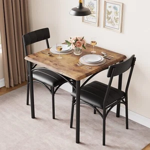 3 Piece Dining Table Set for 2 Modern Kitchen Table and 2 Chairs for Small Space - Picture 1 of 14