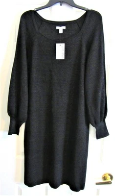 Nine West Black Ribbed Knit Long Sleeve Sweater Dress w/Sparkle Size XXL - image 1 of 4