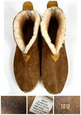 Zapatillas LL Bean Para Hombre Talla 10 M Marrón Piel de Oveja Forradas Malvadas Buenas Zapatillas Cuero Foto 1 de 4