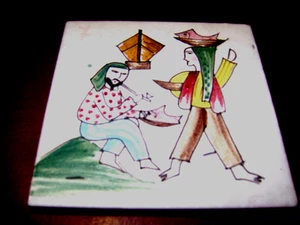 Vintage Fliese 7" x 7" Keramik glasiert D'A SS Made in Italy - Bild 1 von 3