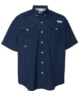 NUEVO SIN ETIQUETAS-Columbia Para hombres Talla 5X/5XT Colegial Azul Marino PFG Bahama Camisa Manga Corta - Imagen 1 de 3