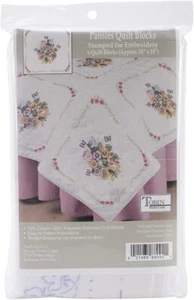 Tobin Pansies Stamped for Embroidery Quilt Block Kit, White,Stamped Linens - Picture 1 of 1