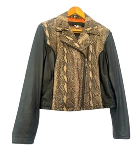 Harley Davidson Women's Med Python Snake Skin Leather Long Sleeve Lined Jacket - Picture 1 of 15