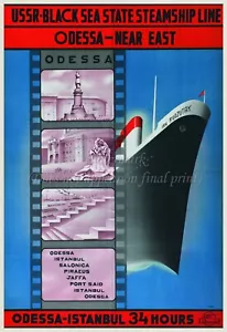 Vintage Soviet Russian Travel Poster or Canvas Print "Odessa - Istanbul in 34 H" - Bild 1 von 1