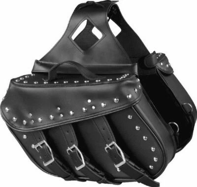 ALFORJAS DE MOTO MILWAUKEE CUERO NEGRO PVC TACHONADO PARA KAWASAKI - KSANR Foto 1 de 4