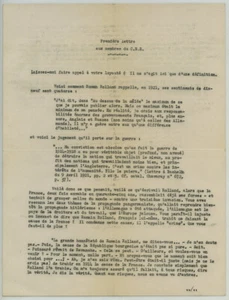 Tapuscrit signé Jean Paulhan. Conseil National des Ecrivains. Sur Romain Rolland - Picture 1 of 3