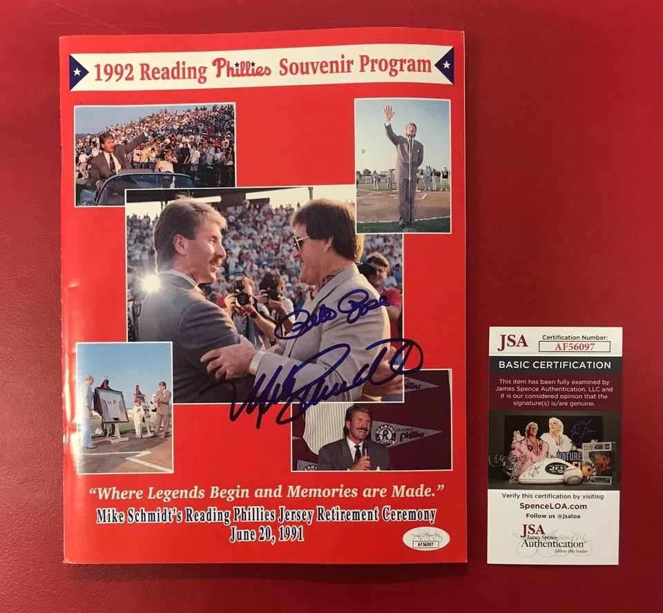 Mike Schmidt & Pete Rose Signed 1992 Program JSA Certified MLB Phillies AUTOS! - Image 1 of 4