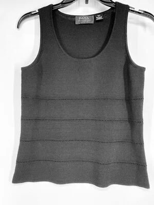 Camiseta sin mangas Dana Buchman para mujer pequeña negra 100 % seda pulóver rayas texturizadas Foto 1 de 4