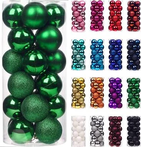 Christmas Baubles Tree Ornament Shiny Glitter Balls Xmas Hanging Decoration 30mm - Picture 1 of 109