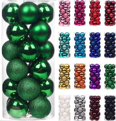 Christmas Baubles Tree Ornament Shiny Glitter Balls Xmas Hanging Decoration 30mm - Image 1 of 2