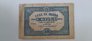 More details for portugal 50 reis (casa da moeda) banknote 6th august 1891 rare note fine 