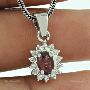 December Birth Cubic Zirconia Gemstone Solid 925 Sterling Silver Pendant Jewelry - Picture 1 of 4