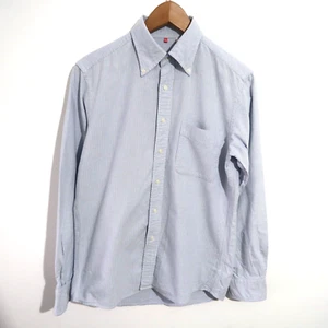 Uniqlo Mens Shirt Blue Oxford Style Long Sleeve Button Blue Small Striped - Picture 1 of 7