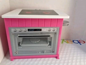 Barbie Light Up Sounds Oven Stove Ultimate Kitchen Pink And White Sounds Works - Picture 1 of 12