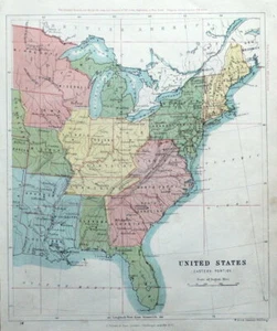 VEREINIGTE STAATEN von Amerika, Osten. Johnston, original antike Landkarte 1862 - Bild 1 von 3