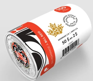 NEW! 2020 BILL REID Toonie $2 Color Canada Special Wrap RCM Roll - 25 coins - Picture 1 of 3