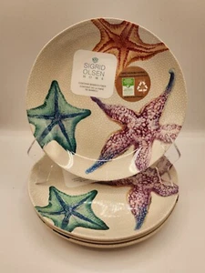 Sigrid Olsen Starfish MELAMINE Side Salad Plates Set Of 4 Bright Seashell - Picture 1 of 4